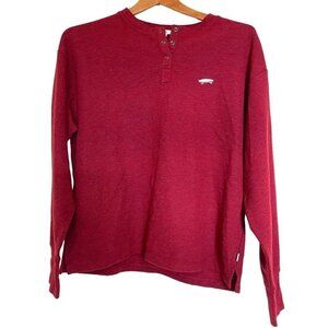 VANS Long Sleeve men’s shirt red Henley size Small NWT snap buttons skateboard